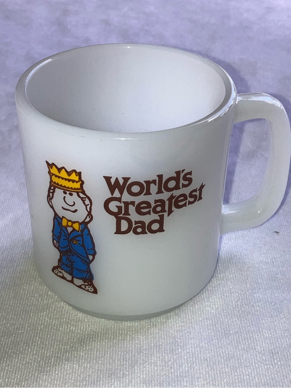Vintage Glasbake Greatest Dad Milk Glass Mug